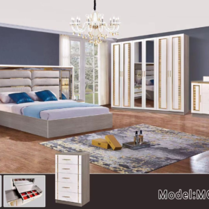 CHAMBRE A COUCHER 6BATTANTS 6PIECES GRIS BLANC MC606