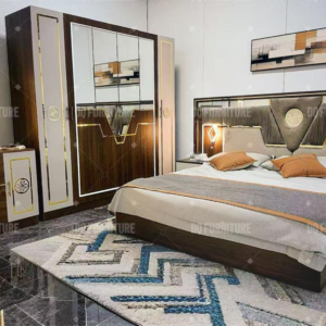 CHAMBRE A COUCHER ARMOIRE 6BATTANTS 6PIECES MARRON MC2508H