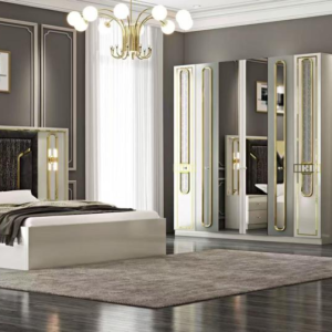 CHAMBRE A COUCHER ARMOIRE 6BATTANTS 6PIECES BLANC MC2505H