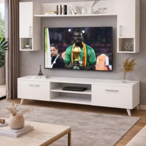 TABLE TELEVISEUR MFC42 BLANC TVB010 + TABLE BASSE MFC1013 TBBM006