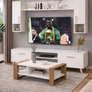 TABLE TELEVISEUR MFC13 BLANC TVB010 + TABLE BASSE MFC1013 TBBM003