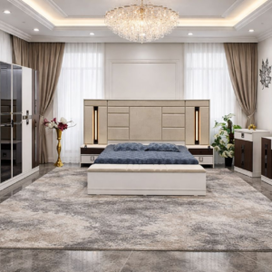 CHAMBRE A COUCHER ARMOIRE 6BATTANTS 7PIECES BEIGE MARRON HEMSIN 5074