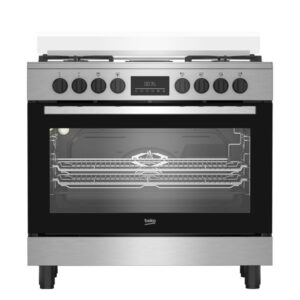 CUISINIERE BEKO 6FEUX 90X60 A GAZ + 2 PLAQUES DE CUISSON INOX BGM21225EX