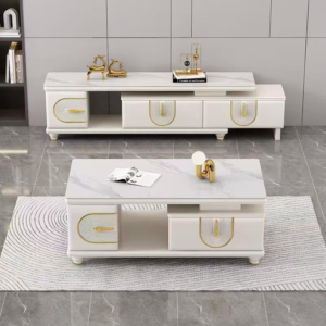 TABLE TELEVISEUR BEIGE + TABLE BASSE 454