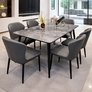 TABLE A MANGER 6PLACES 140X180CM GRIS NOIR P130(1+6)