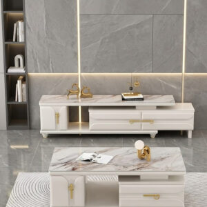 TABLE TELEVISEUR BEIGE + TABLE BASSE 451