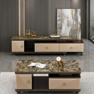 TABLE TELEVISEUR NOIR CAFE + TABLE BASSE 452