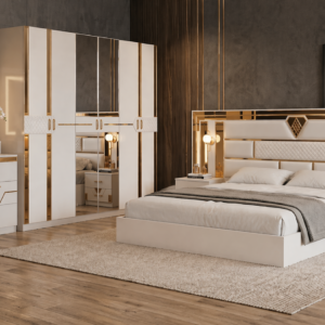 CHAMBRE A COUCHER ARMOIRE 6BATTANTS 6PIECES BEIGE 6185H