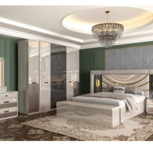 CHAMBRE A COUCHER ARMOIRE 6BATTANTS 8PIECES BEIGE 8803