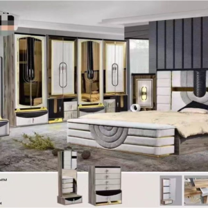 CHAMBRE A COUCHER ARMOIRE 8BATTANTS 8PIECES BEIGE DORE 320