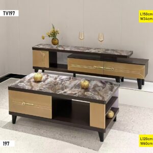 TABLE TELEVISEUR MARRON 150X34 TV197 + TABLE BASSE 120X60 197