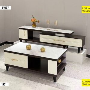 TABLE TELEVISEUR BEIGE 150X34 TV197 + TABLE BASSE 120X60 197