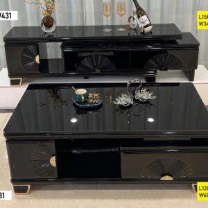 TABLE TELEVISEUR NOIR 150X34 TV431 + TABLE BASSE 120X60 431