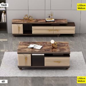 TABLE TELEVISEUR MARRON 150X34 TV451 + TABLE BASSE 120X60 451