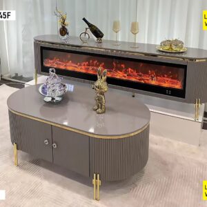 TABLE TELEVISEUR GRIS 200X40 TVA45F + TABLE BASSE 120X60 A45