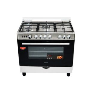 CUISINIERE ASTECH 5FEUX 90X60+FOUR A GAZ FULL OPTION GRIS CK93DA010