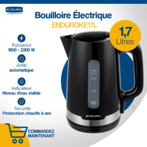 BOUILLOIRE ENDURO 1.7LITRES ELECTRIQUE NOIR INOX KE17L