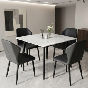 TABLE A MANGER 4PLACES 90X90 CM BLANC NOIR