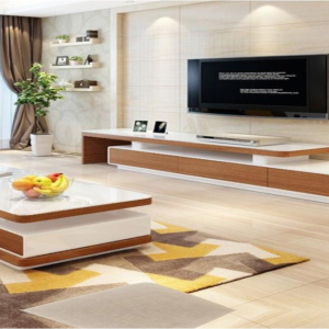 TABLE TELEVISEUR 2000X400X450 BLANC BEIGE TV206 + TABLE BASSE TVB050