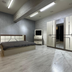 CHAMBRE A COUCHER ARMOIRE 6BATTANTS 5PIECES GRIS ASLI