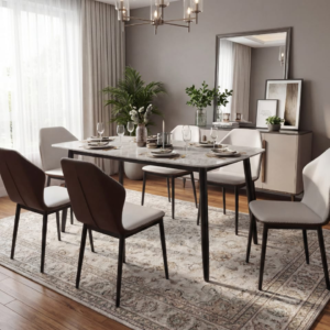 TABLE A MANGER 6PLACES 160X90 BEIGE D