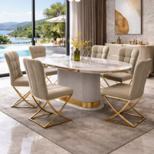 TABLE A MANGER 6PLACES 160X90CM GRIS C606(1+6)